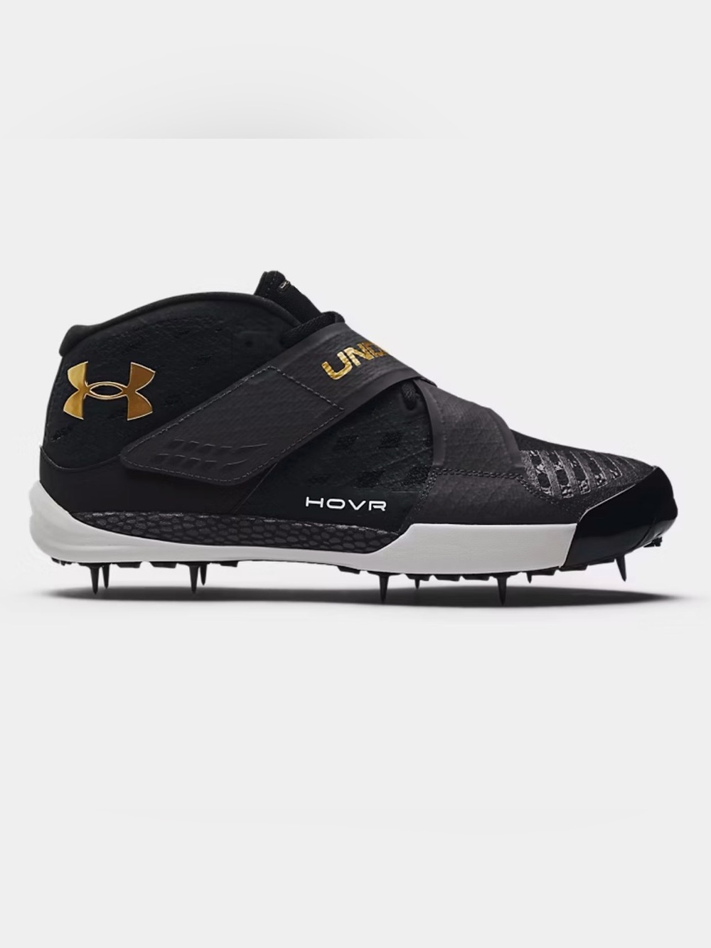 Under Armour Black and Gold HOVR Silencer Javelin spikes Men’s 7 Women’s 8.5